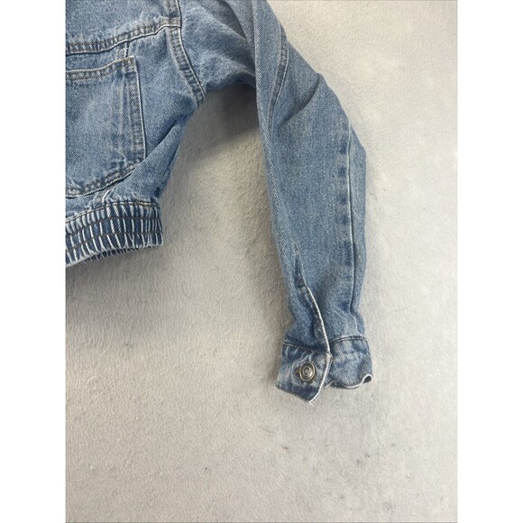 Wet Seal Blue Denim Button Front Cropped Jean Jacket S Stretch Waist Vintage Y2K - Picture 6 of 8